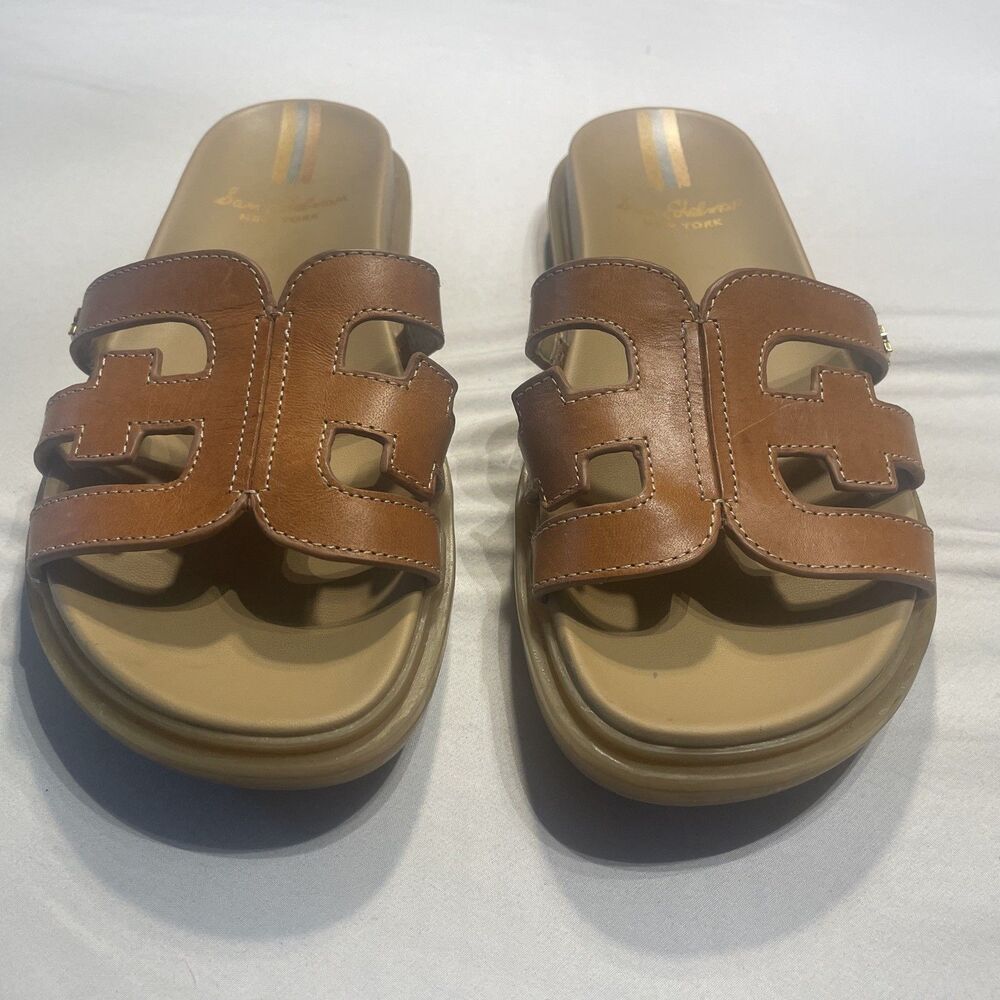 San Edelman Valeriano Slide Sandals Brown Size 8 Women’s